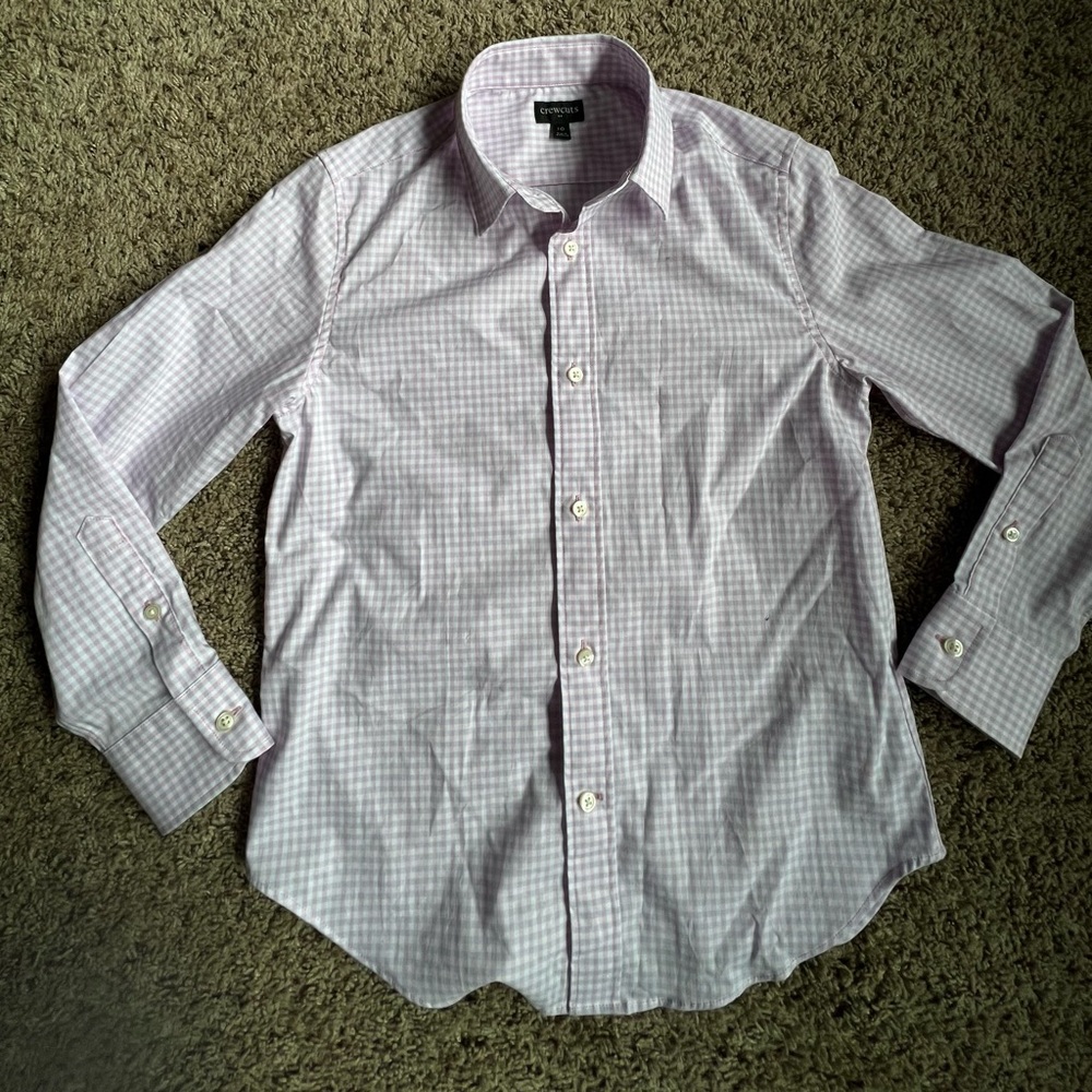 J Crew Crewcuts Boys Size 10 Plaid Gingham Shirt Button Down Long Sleeve